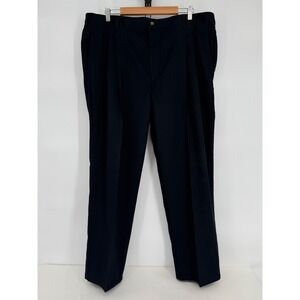 Puritan Mens Navy Blue Pleated Dress Pants Relaxed Fit Straight Leg Slacks 42x30